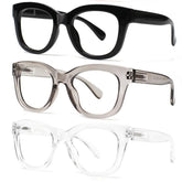 3 Pack Reading Glasses with Blue Light Blocking Stylish Round Frames for Men and Women Spring Hinges for Computer Browsing